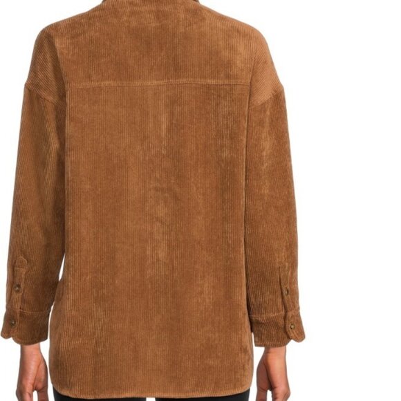 NEW Size Large Women’s Corduroy Shacket Jacket Shirt Button up Down L Amber Brow - Picture 9 of 14